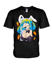 Ahegao shirt anime face rabbit cosplay le V-Neck T-Shirt thumbnail