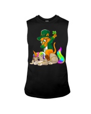 Cat Unicorn Leprechaun St Patricks Day Sleeveless Tee tile