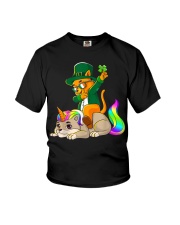 Cat Unicorn Leprechaun St Patricks Day Youth T-Shirt tile