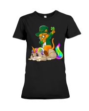 Cat Unicorn Leprechaun St Patricks Day Premium Fit Ladies Tee tile
