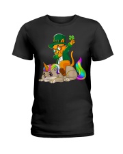 Cat Unicorn Leprechaun St Patricks Day Ladies T-Shirt tile