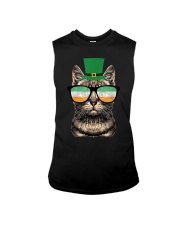 St Patrick's Day Cat Kitty Wearing Irish Glasses Sleeveless Tee tile