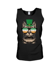 St Patrick's Day Cat Kitty Wearing Irish Glasses Unisex Tank tile