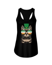 St Patrick's Day Cat Kitty Wearing Irish Glasses Ladies Flowy Tank tile