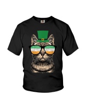 St Patrick's Day Cat Kitty Wearing Irish Glasses Youth T-Shirt tile