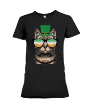 St Patrick's Day Cat Kitty Wearing Irish Glasses Premium Fit Ladies Tee tile