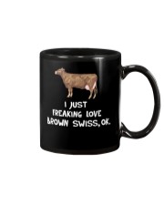 I JUST FREAKING LOVE BROWN SWISS Mug tile