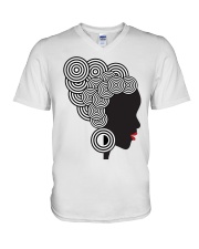 Black Women Line Art Women's Day V-Neck T-Shirt tile