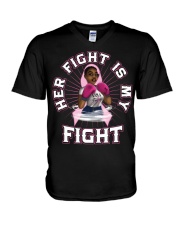 Breast Cancer Her Fight Is My Fight The Breast Cancer Awareness Month V-Neck T-Shirt tile