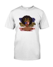 Black Girl Style America Flag Leo Pattern Black Pride Juneteenth Classic T-Shirt tile