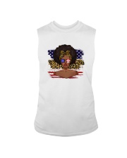 Black Girl Style America Flag Leo Pattern Black Pride Juneteenth Sleeveless Tee tile