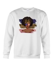Black Girl Style America Flag Leo Pattern Black Pride Juneteenth Crewneck Sweatshirt tile