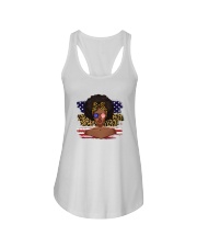 Black Girl Style America Flag Leo Pattern Black Pride Juneteenth Ladies Flowy Tank tile