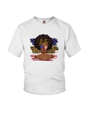 Black Girl Style America Flag Leo Pattern Black Pride Juneteenth Youth T-Shirt tile