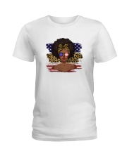 Black Girl Style America Flag Leo Pattern Black Pride Juneteenth Ladies T-Shirt front