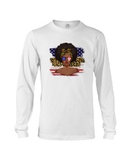 Black Girl Style America Flag Leo Pattern Black Pride Juneteenth Long Sleeve Tee tile