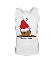 Personalized black men Santa Claus Christmas Day Unisex Tank tile