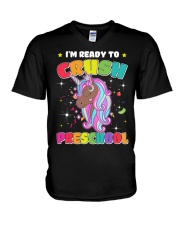 I'm ready to crush preschool unicorn Back To School V-Neck T-Shirt tile