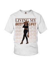 Black Woman Living My Best Life Black Pride Women's Day Youth T-Shirt tile