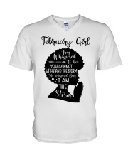 February Girl They Whispered To Her You Cannot Withstand The Storm Birthday Women's Day V-Neck T-Shirt tile
