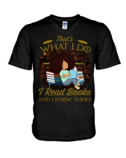 I Read Books And I Know Things Book Lovers Day V-Neck T-Shirt tile