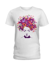 Women Natural Hair Art Butterfly Colorful Style Women's Day Ladies T-Shirt tile