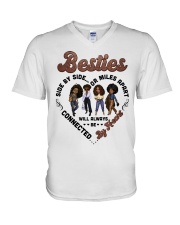 Besties side by side or miles will always be connected by heart To Friend Best Friend Day V-Neck T-Shirt tile