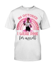 Black girl in October I wear pink for myself The Breast Cancer Awareness Month Premium Fit Mens Tee tile