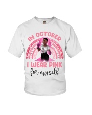 Black girl in October I wear pink for myself The Breast Cancer Awareness Month Youth T-Shirt tile
