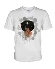 Black Queen Art Afro Queen Natural Hair Beauty Women's Day V-Neck T-Shirt tile