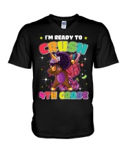 I'm ready to crush 4th grade unicorn Back To School V-Neck T-Shirt tile