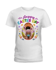 Black Kid Egg Happy Easter Day Ladies T-Shirt front