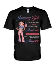January Girl I Know Who I Am V-Neck T-Shirt tile