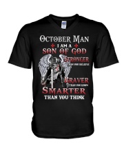 October Man I am a Son of God V-Neck T-Shirt tile