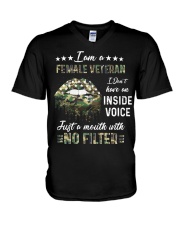 I Am A Female Veteran I Don't Have An Inside Voice V-Neck T-Shirt tile