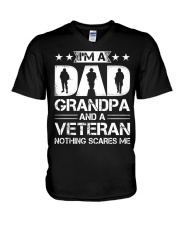 I'm A Dad Grandpa And A Veteran Nothing Scares Me V-Neck T-Shirt tile