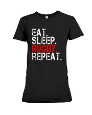 Eat Sleep Rugby Repeat Funny Sport T-Shirt Premium Fit Ladies Tee thumbnail