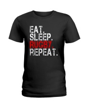 Eat Sleep Rugby Repeat Funny Sport T-Shirt Ladies T-Shirt thumbnail