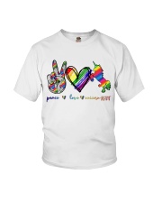 Peace Love Unicorn GLBT Youth T-Shirt tile
