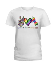 Peace Love Unicorn GLBT Ladies T-Shirt front