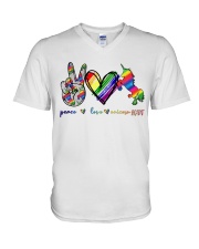 Peace Love Unicorn GLBT V-Neck T-Shirt tile