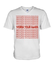 Worsh Your Hands V-Neck T-Shirt thumbnail