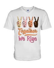 Together We Rise Four Hand V-Neck T-Shirt tile