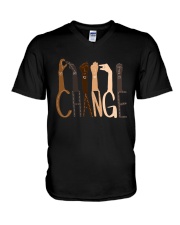Change Sign Language V-Neck T-Shirt tile