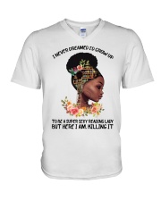 Black Girl Loves Books V-Neck T-Shirt tile