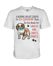 Cavalier KC Spaniel Quarantined V-Neck T-Shirt thumbnail