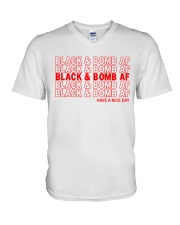 Black And Bomb AF V-Neck T-Shirt tile