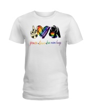 Peace Love Mom Hugs Ladies T-Shirt front