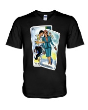 El Borracho La Dama Loteria V-Neck T-Shirt tile