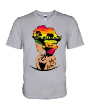 Black Girl V-Neck T-Shirt tile